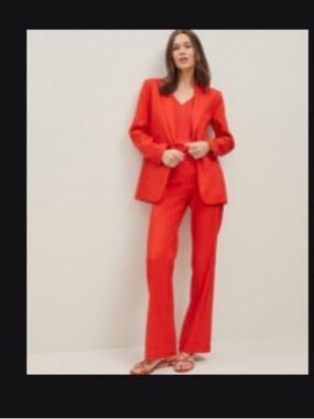 Women's Fiery Red Ann Taylor The Trouser in Linen Blend